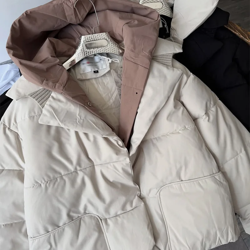 2025 Autumn Winter New Women Cream Color Block Hooded Cotton Padded Coat Loose Warm Outerwear Casual Versatile Top
2025 Autumn Winter New Women Cream Color Block Hooded Cotton Padded Coat Loose Warm Outerwear Casual Versatile Top