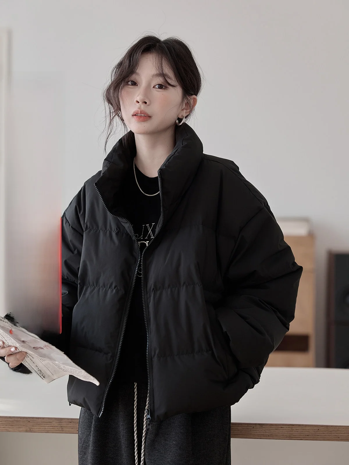 HuiXi Bla Stand Collar Women's down Jaet Loose Fitting Splicing Warm Outerwear Commute Sle Korean Version Regular Fit
HuiXi Bla Stand Collar Women's down Jaet Loose Fitting Splicing Warm Outerwear Commute Sle Korean Version Regular Fit