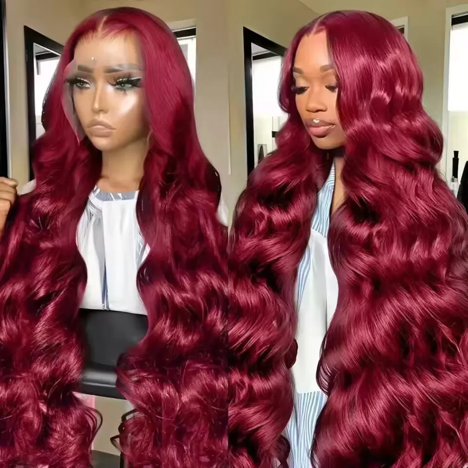 Burgundy 13x6 HD Lace Frontal Human Hair Wig 200 Density 99j Body Wave 13x4 Lace Front Wigs Human Hair Brazilian 44 46 inch Wigs
Burgundy 13x6 HD Lace Frontal Human Hair Wig 200 Density 99j Body Wave 13x4 Lace Front Wigs Human Hair Brazilian 44 46 inch Wigs