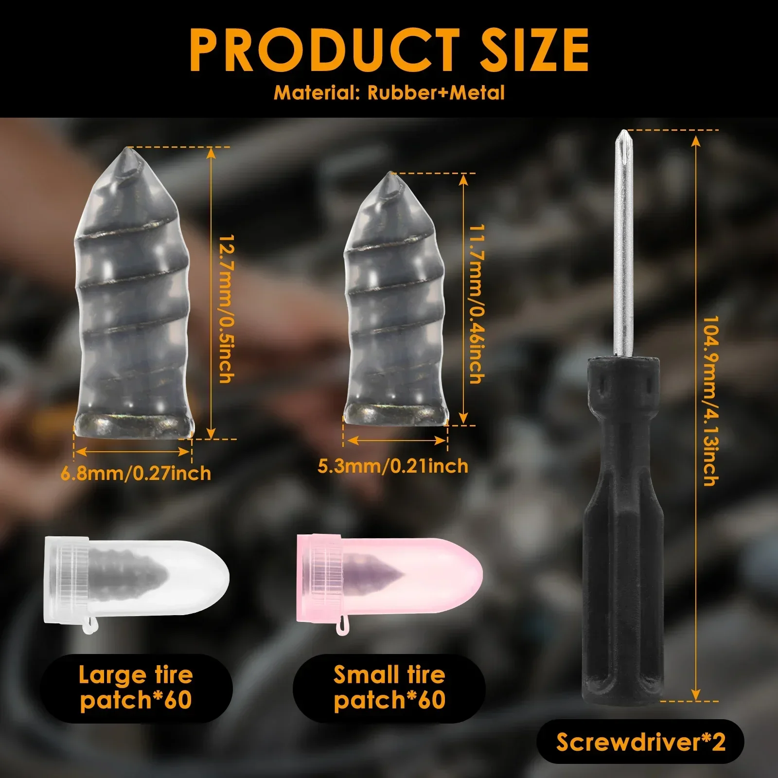 120 PCS Tire Repair Rubber Nail Reliable Tire Plug Kit Screw Type Tyre Repair Nail Kit for Car Motorcycle
120 PCS Tire Repair Rubber Nail Reliable Tire Plug Kit Screw Type Tyre Repair Nail Kit for Car Motorcycle