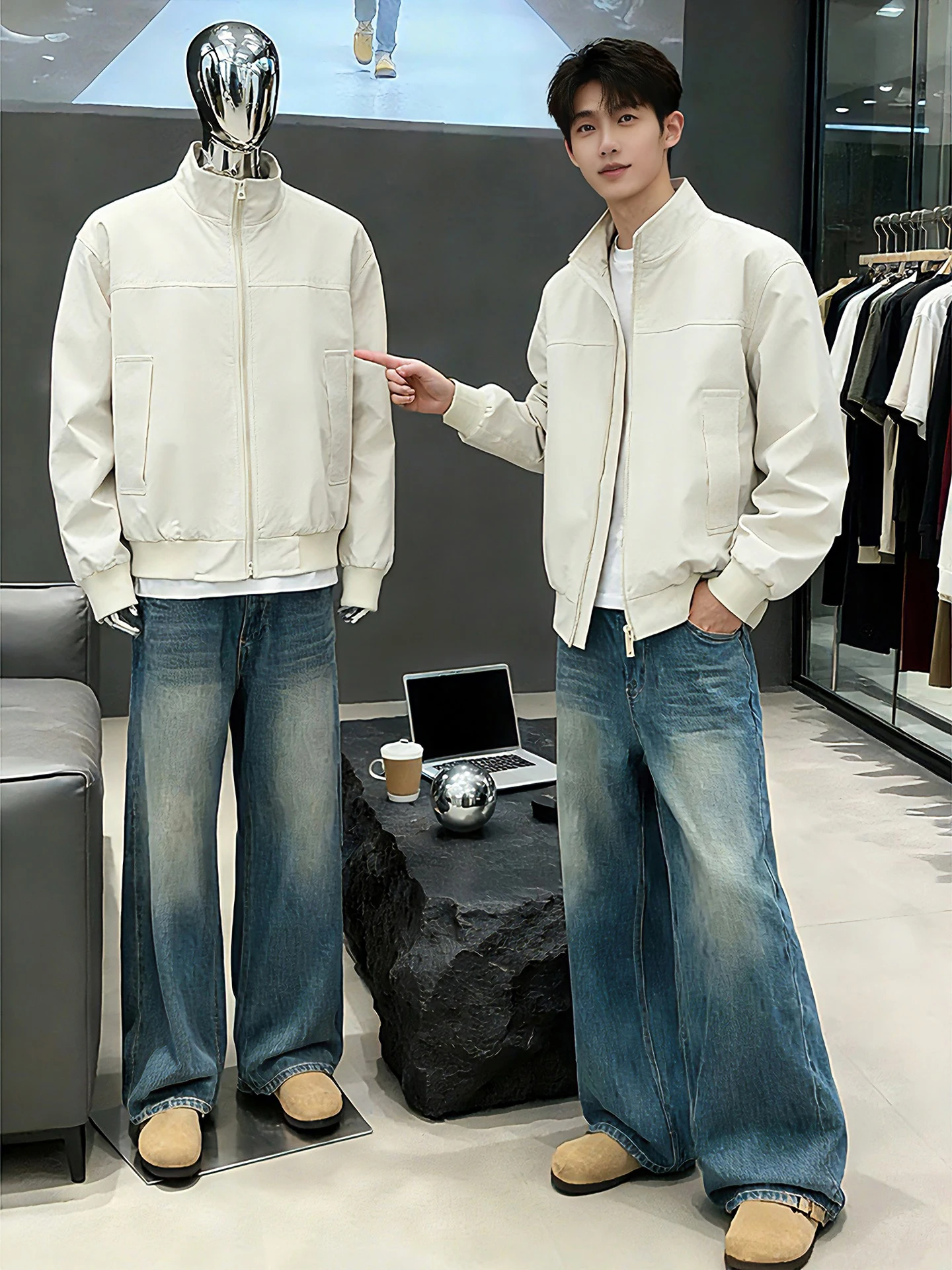 White Cleanfit Men's Jaet Spring Autumn Stand Collar Tee-Proof Flight Baseball ort Coat American Sle Loose Fit Youth ...
White Cleanfit Men's Jaet Spring Autumn Stand Collar Tee-Proof Flight Baseball ort Coat American Sle Loose Fit Youth ...