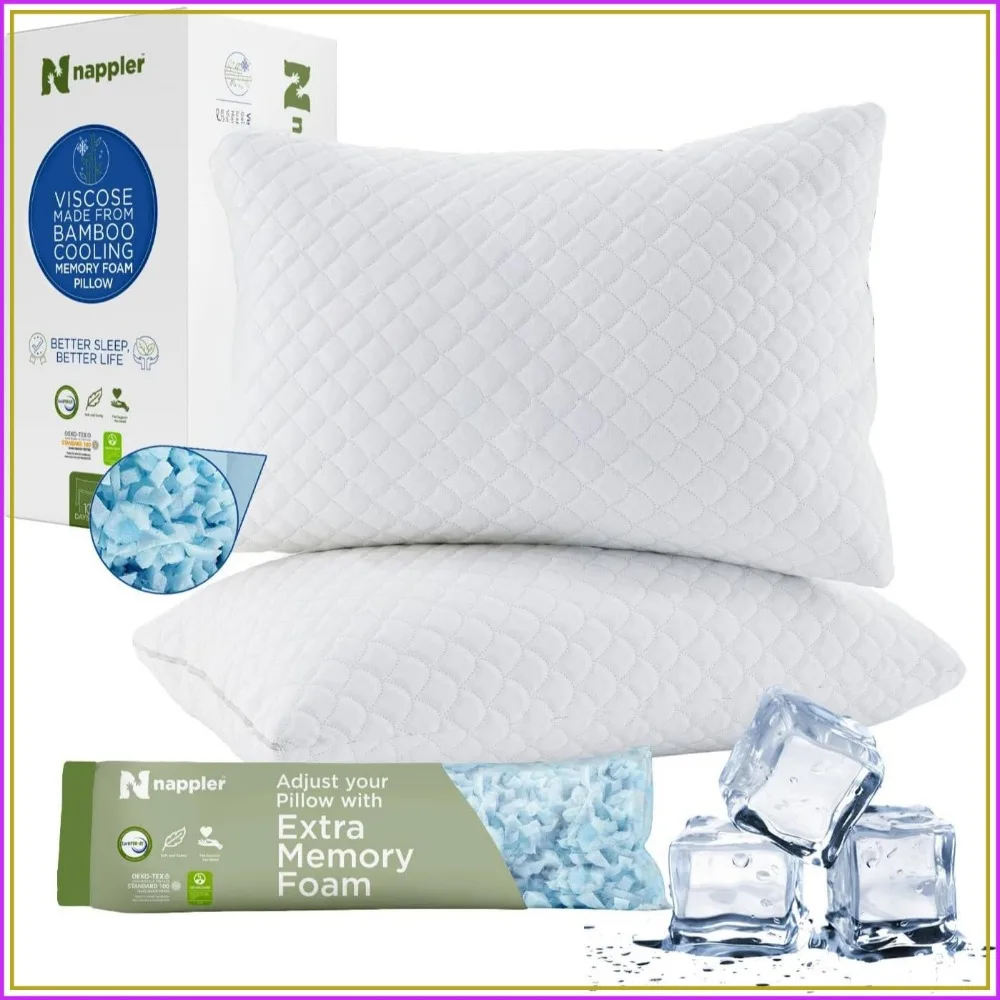 Cooling Pillow for Hot Sleepers - Queen Size Set of 2 - Adjustable Shredded Memory Foam - Medium to Firm Support - Washable Cover
Cooling Pillow for Hot Sleepers - Queen Size Set of 2 - Adjustable Shredded Memory Foam - Medium to Firm Support - Washable Cover