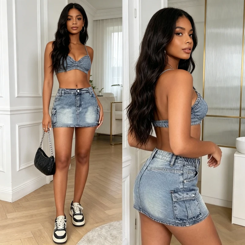 Denim Skirt Women Short Skirts High Waist Hip Wrap Multiple Pockets Distressed Washed Summer Female Sexy A Line Streetwear 2026
Denim Skirt Women Short Skirts High Waist Hip Wrap Multiple Pockets Distressed Washed Summer Female Sexy A Line Streetwear 2026