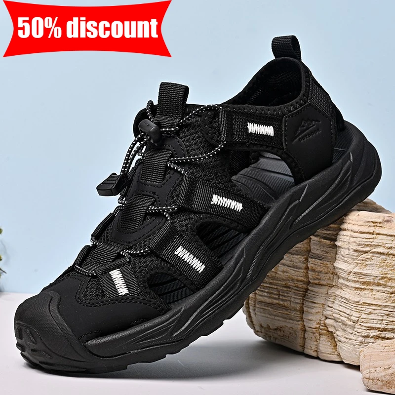 Mens Sandals Summer New Outdoor Baotou Closed Toe Beach Sneakers Wading Comfortable Mesh Breathable Flat All-match Sandals
Mens Sandals Summer New Outdoor Baotou Closed Toe Beach Sneakers Wading Comfortable Mesh Breathable Flat All-match Sandals