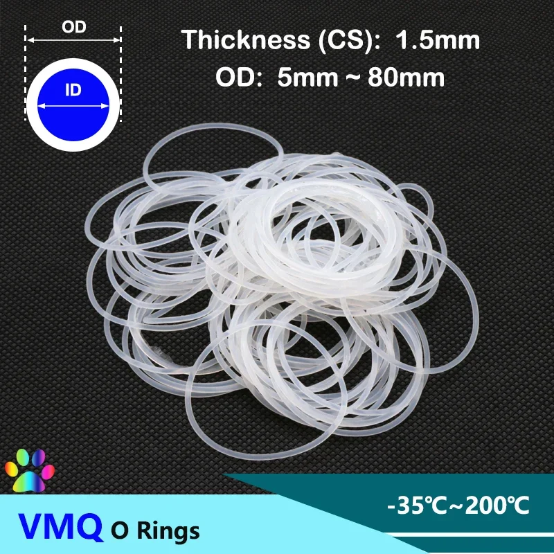 10/50Pcs White Silicone O Ring Gasket CS 1.5mm OD 5 ~ 80mm Nontoxic Good Sealing Cooker Washer Silicone Rubber Seal Gaskets
10/50Pcs White Silicone O Ring Gasket CS 1.5mm OD 5 ~ 80mm Nontoxic Good Sealing Cooker Washer Silicone Rubber Seal Gaskets