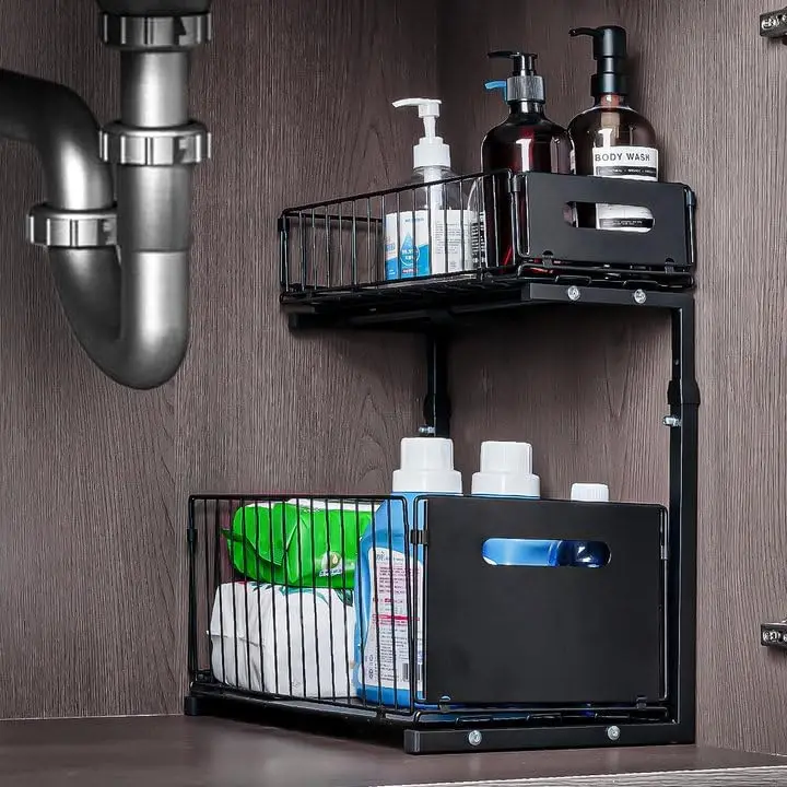 Органайзер под раковину — двухуровневый выдвижной шкаф для хранения, регулируемый кухонный ящик для шкафа для раковины, компактная и легкая очистка
Органайзер под раковину — двухуровневый выдвижной шкаф для хранения, регулируемый кухонный ящик для шкафа для раковины, компактная и легкая очистка