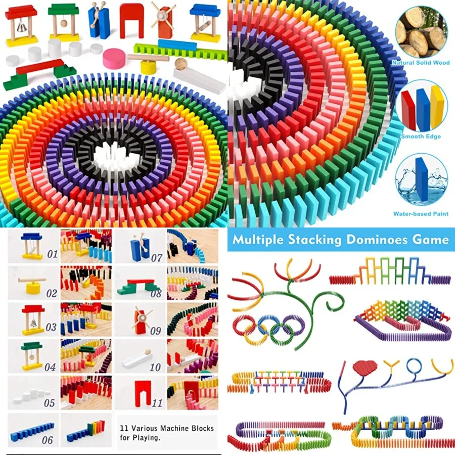 1000 PCS Dominoes Set for Wooden Building Blocks Bulk Dominoes Racing Tile Games with Extra 11 Add-on Blocks and Storage Bag
1000 PCS Dominoes Set for Wooden Building Blocks Bulk Dominoes Racing Tile Games with Extra 11 Add-on Blocks and Storage Bag