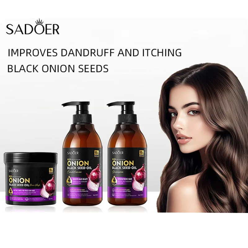 SADOER Onion Shampoos and Black Seed Oil Hair Mask 500g Hair Oil Set Smoothing Repair Dry Damaged Hair Deep Nourish Shine Care
SADOER Onion Shampoos and Black Seed Oil Hair Mask 500g Hair Oil Set Smoothing Repair Dry Damaged Hair Deep Nourish Shine Care