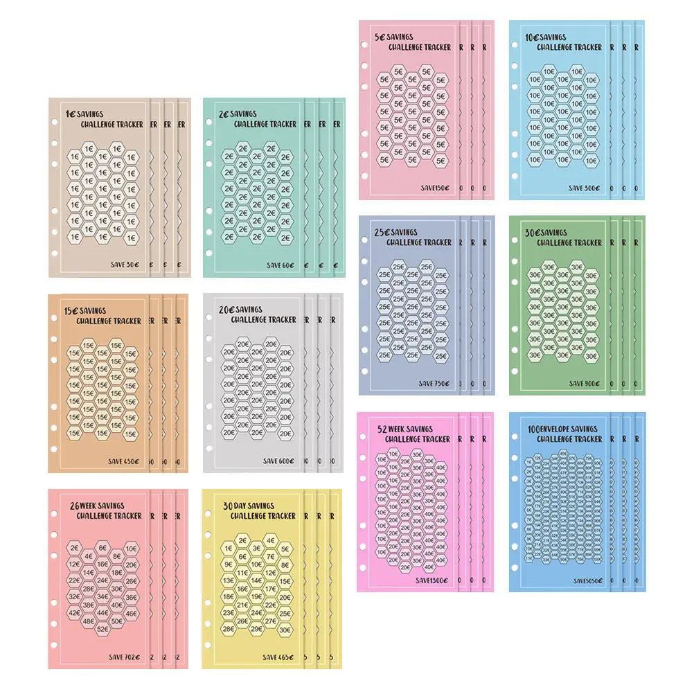 48Pcs A6 Euro Saving Challenge Envelopes 6-Ring Binder Compatible Budget Tracker Portable Paper Cash Storage Organizer
48Pcs A6 Euro Saving Challenge Envelopes 6-Ring Binder Compatible Budget Tracker Portable Paper Cash Storage Organizer