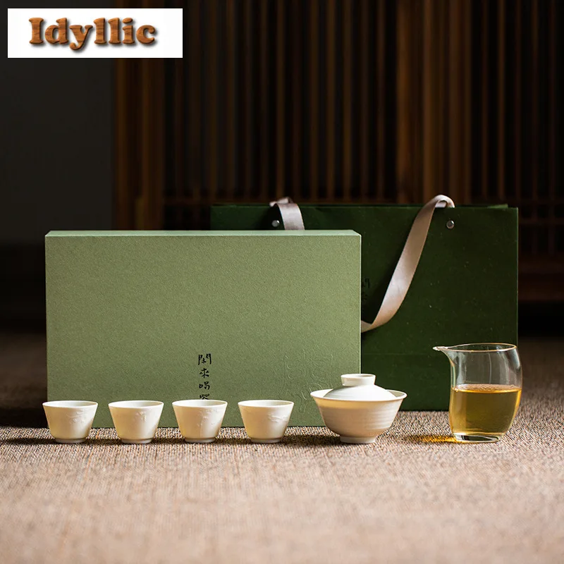 Ding Kiln Tea Set Complete Set Elegant Tea Ceremony Set Household Tea Maker Teapot And Tea Cup Set Cafes Supplies Craft Supplies
Ding Kiln Tea Set Complete Set Elegant Tea Ceremony Set Household Tea Maker Teapot And Tea Cup Set Cafes Supplies Craft Supplies