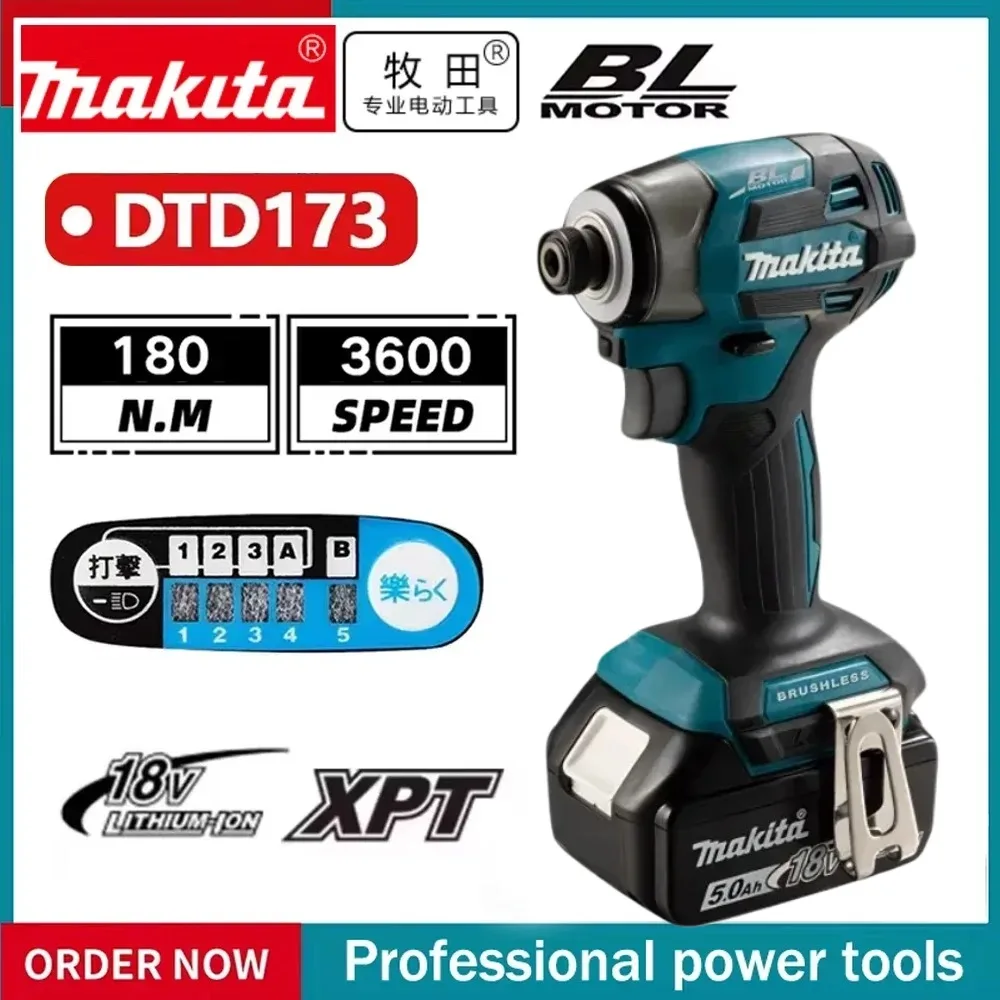 Makita DTD173 18V Cordless Impact Driver LXT BL Brushless Motor Electric Drill Wood/Bolt/T-Mode 180 N·M Rechargeable Power Tools
Makita DTD173 18V Cordless Impact Driver LXT BL Brushless Motor Electric Drill Wood/Bolt/T-Mode 180 N·M Rechargeable Power Tools