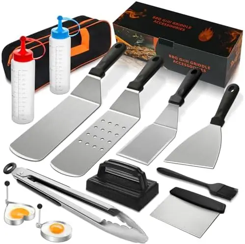 14PCS Griddle Accessories Kit for Blackstone & Camp Chef – Spatula Set, Scraper, BBQ Tools for Outdoor Cooking
14PCS Griddle Accessories Kit for Blackstone & Camp Chef – Spatula Set, Scraper, BBQ Tools for Outdoor Cooking