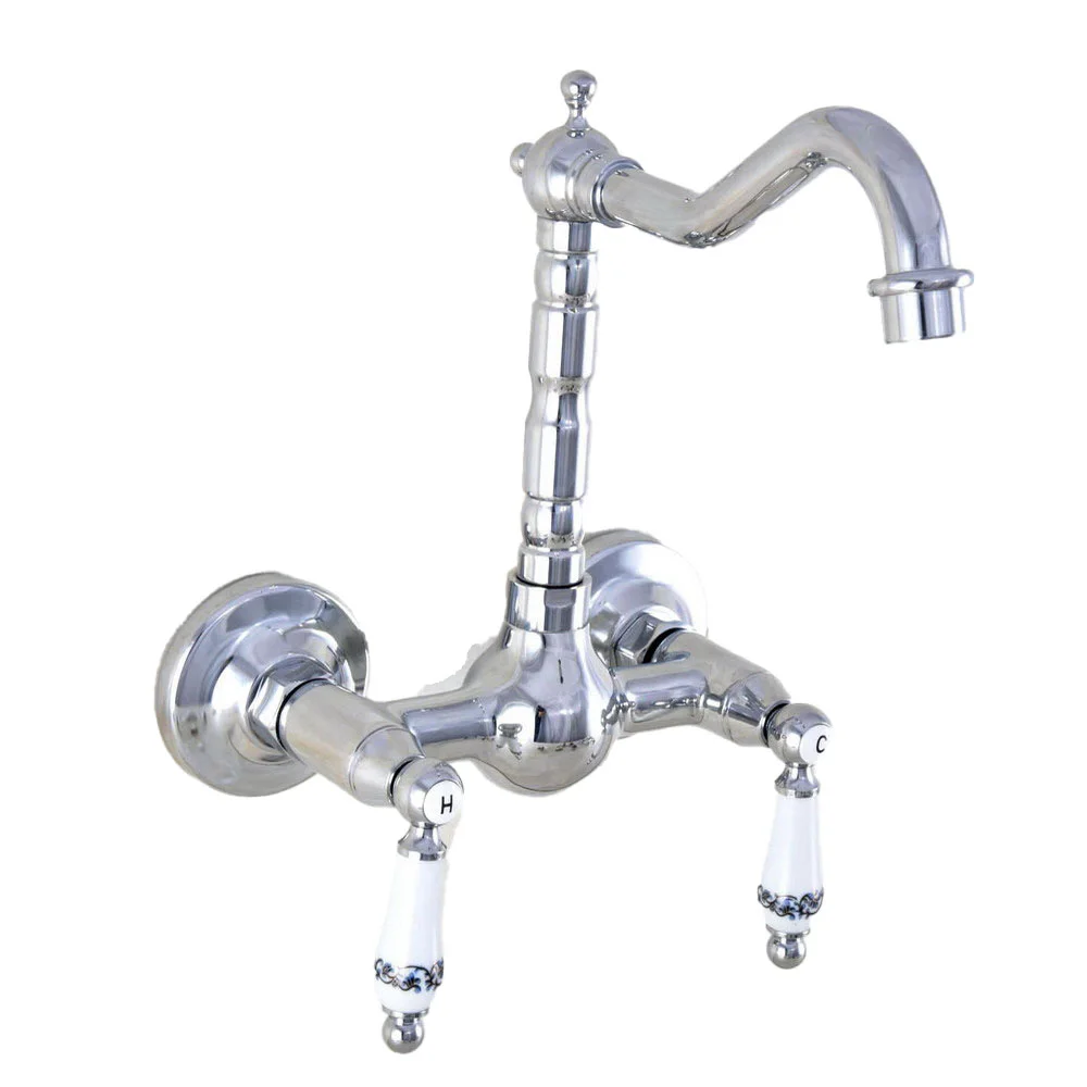 Polished Chrome Brass Wall Mounted Bathroom Kitchen Basin Sink Swivel Faucet Mixer Tap Double Ceramic handle tnf570
Polished Chrome Brass Wall Mounted Bathroom Kitchen Basin Sink Swivel Faucet Mixer Tap Double Ceramic handle tnf570