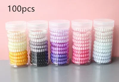 100pcs Small Thin Colorful Elastic Plastic Rubber Spiral Coil Telephone Cord Wire No Crease Hair Ties Scrunchies Hair Ring Band
100pcs Small Thin Colorful Elastic Plastic Rubber Spiral Coil Telephone Cord Wire No Crease Hair Ties Scrunchies Hair Ring Band