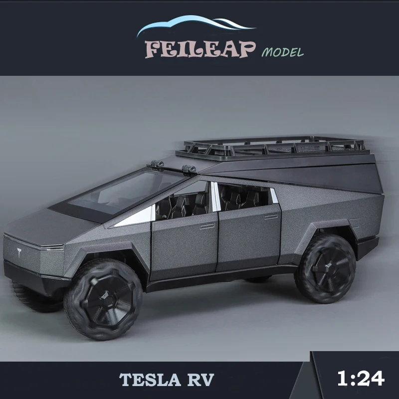 Модель автомобиля Tesla для кемпинга на колесах в масштабе 1/24, Литые металлические игрушки, Автомобили со звуком, коллективный автомобиль, украшение для дома
Модель автомобиля Tesla для кемпинга на колесах в масштабе 1/24, Литые металлические игрушки, Автомобили со звуком, коллективный автомобиль, украшение для дома