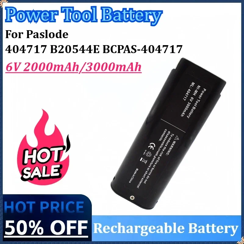 6V 2000mAh/3000mAh NI-MH Battery Replacement for Paslode 404717 B20544E BCPAS-404717 Power Tool Rechargeable Battery
6V 2000mAh/3000mAh NI-MH Battery Replacement for Paslode 404717 B20544E BCPAS-404717 Power Tool Rechargeable Battery