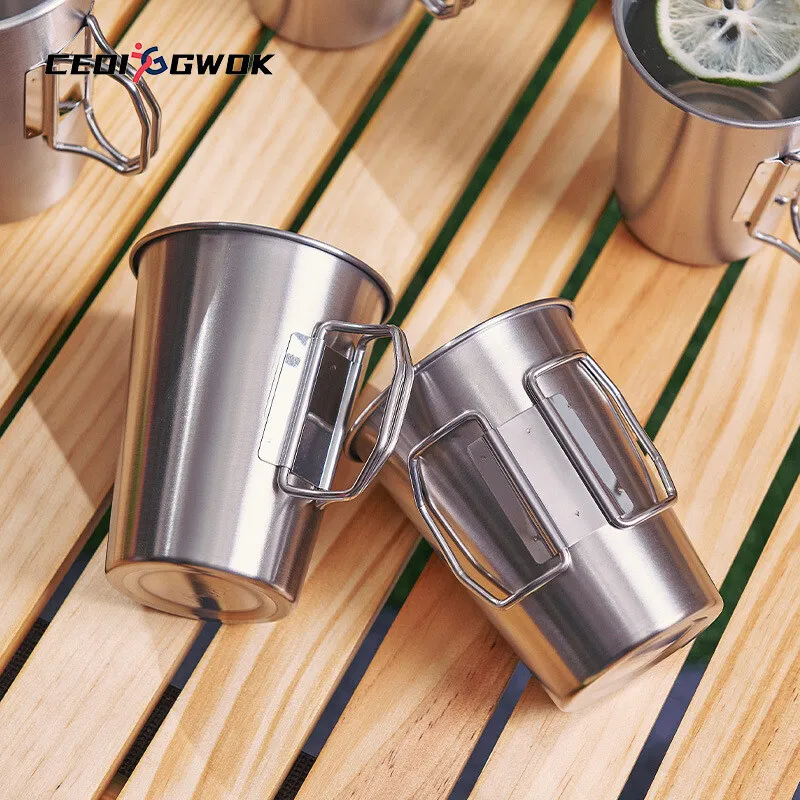 CEOI GWOK Cookware 304 Stainless Steel Camping Coffee Durable Portable with Folding Handle Outdoor Camping Coffee Mug Water Cup
CEOI GWOK Cookware 304 Stainless Steel Camping Coffee Durable Portable with Folding Handle Outdoor Camping Coffee Mug Water Cup