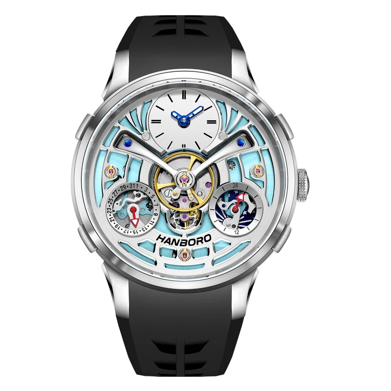 HANBORO Men Automatic Watch 44mm Mechanical Wristwatch Luminous Multi-Dial Sapphire Mirror Date 24 Hours Skeleton
HANBORO Men Automatic Watch 44mm Mechanical Wristwatch Luminous Multi-Dial Sapphire Mirror Date 24 Hours Skeleton
