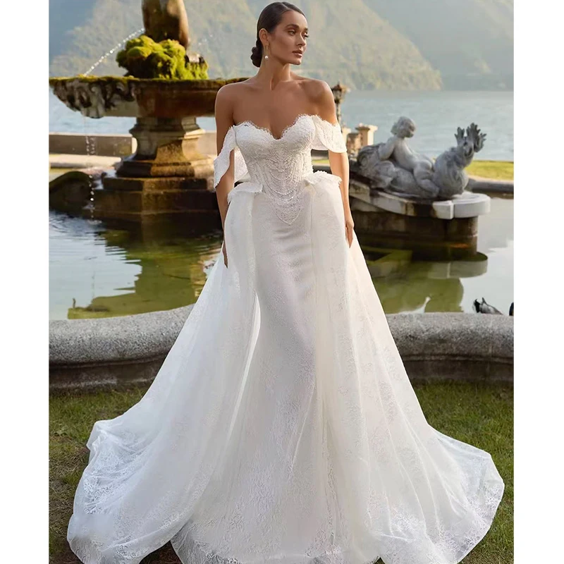 Charming Detachable Train Wedding Dress Organza With Embroidery Mermaid Ball Gown Boat Neck Sleeveless Customized Bride Dress
Charming Detachable Train Wedding Dress Organza With Embroidery Mermaid Ball Gown Boat Neck Sleeveless Customized Bride Dress