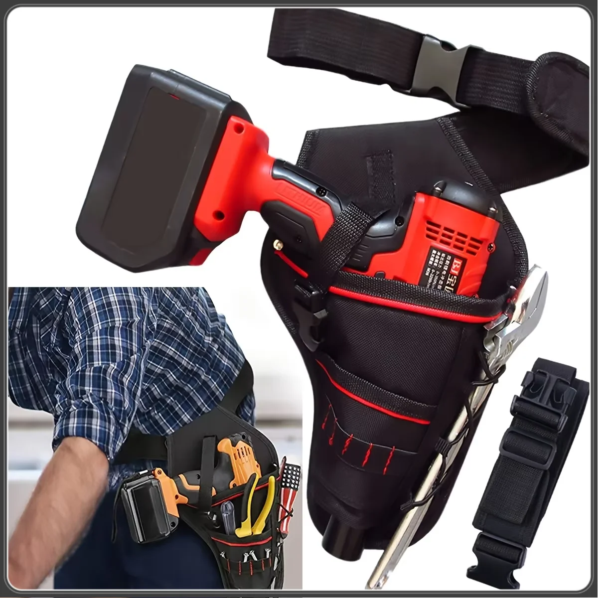 Drill Holster W/multiple Tool Loops And Angled Design To Evenly Balance Weight On Belt,portable Multifunctional Toolkit
Drill Holster W/multiple Tool Loops And Angled Design To Evenly Balance Weight On Belt,portable Multifunctional Toolkit