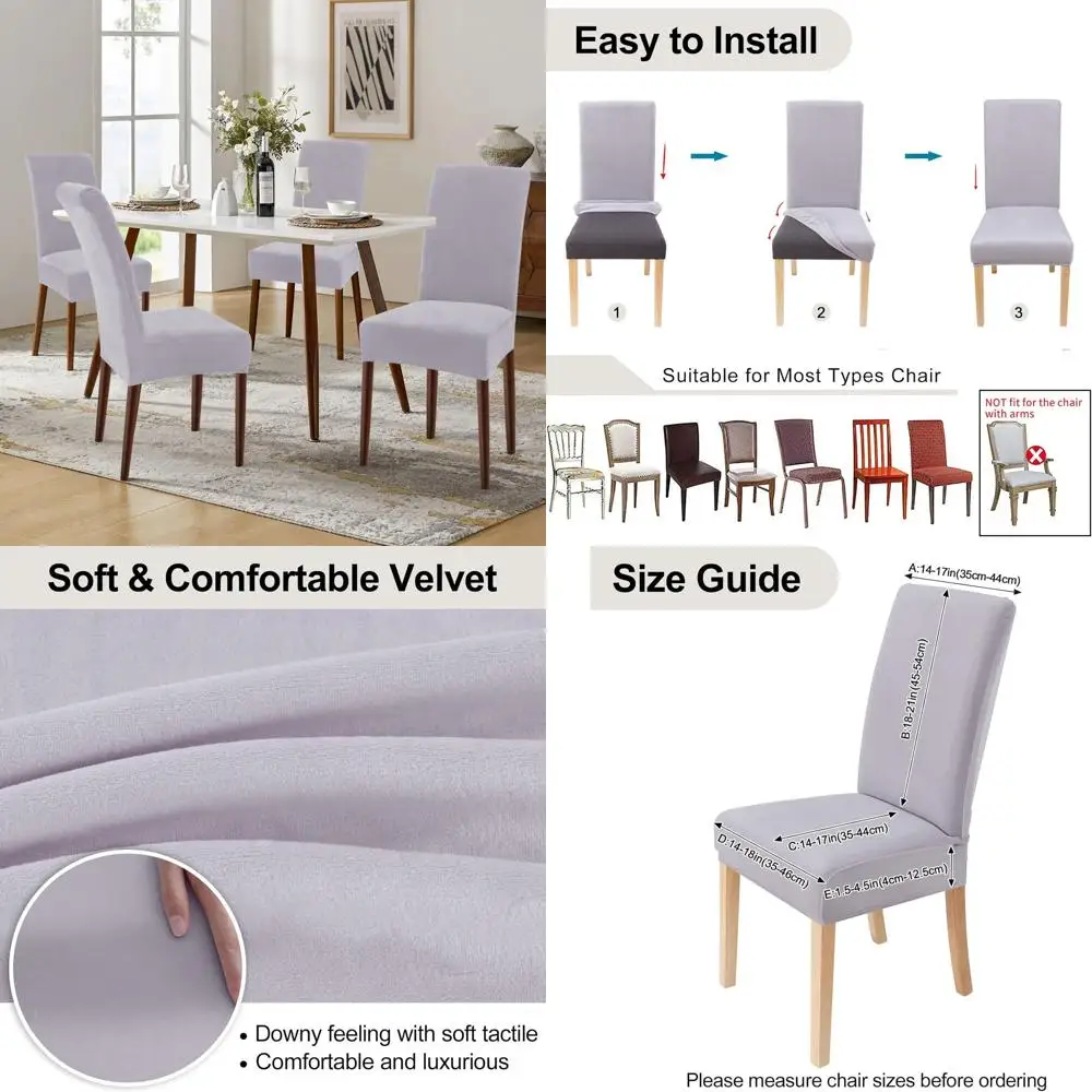 Set of 6 Light Grey Smiry Velvet Stretch Chair Covers, Removable & Washable, Dining Room Kitchen Parsons Chair Slipcovers
Set of 6 Light Grey Smiry Velvet Stretch Chair Covers, Removable & Washable, Dining Room Kitchen Parsons Chair Slipcovers