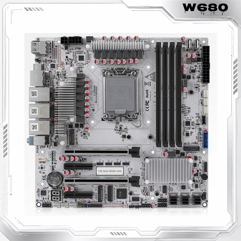 CWWK W680 Motherboard LGA1700 DDR5 Max 128GB Intel 12th 13th 14th Gen 10G LAN Dual 2.5G LAN Triple M.2 PCIe 5.0 x16 vPro
CWWK W680 Motherboard LGA1700 DDR5 Max 128GB Intel 12th 13th 14th Gen 10G LAN Dual 2.5G LAN Triple M.2 PCIe 5.0 x16 vPro