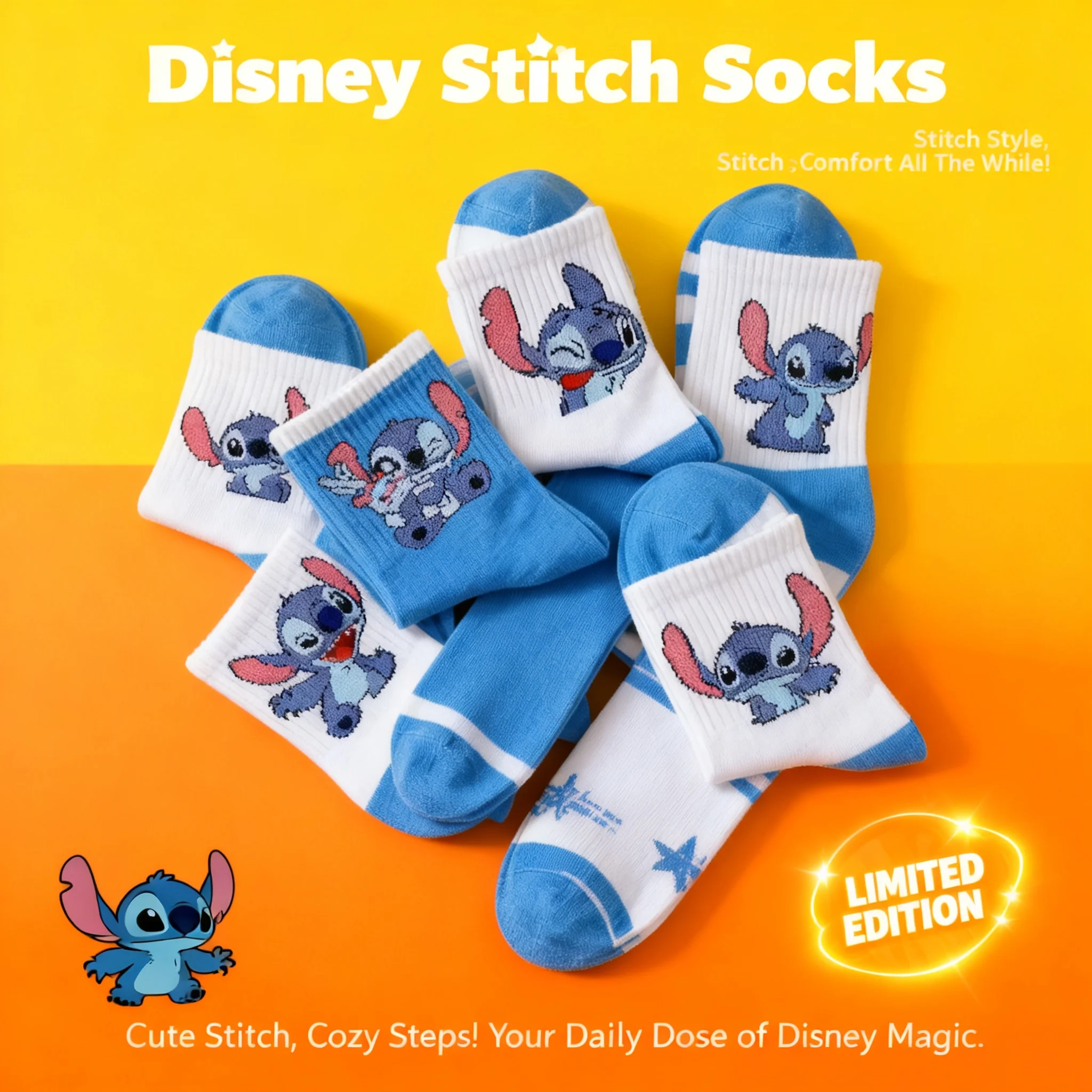 5 Pairs Women Mid Calf Cartoon Stitch Cotton Socks Autumn Winter Cute Anime Long Socks for Students Sweat Absorbent
5 Pairs Women Mid Calf Cartoon Stitch Cotton Socks Autumn Winter Cute Anime Long Socks for Students Sweat Absorbent