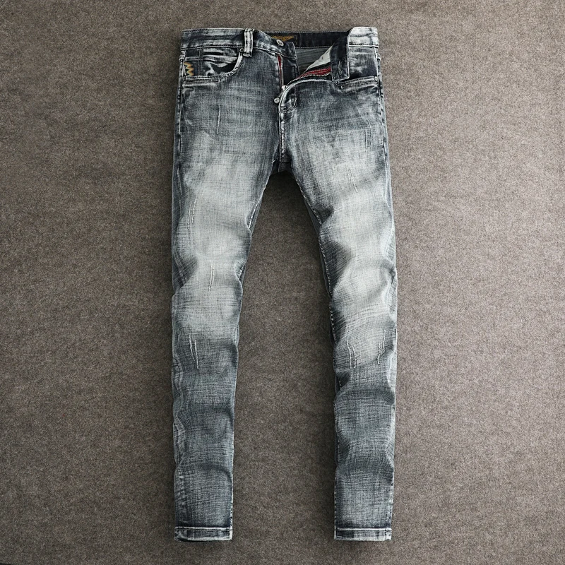 Italian Style Fashion Men Jeans High Quality Retro Washed Blue Stretch Slim Fit Ripped Jeans Men Vintage Designer Denim Pants
Italian Style Fashion Men Jeans High Quality Retro Washed Blue Stretch Slim Fit Ripped Jeans Men Vintage Designer Denim Pants