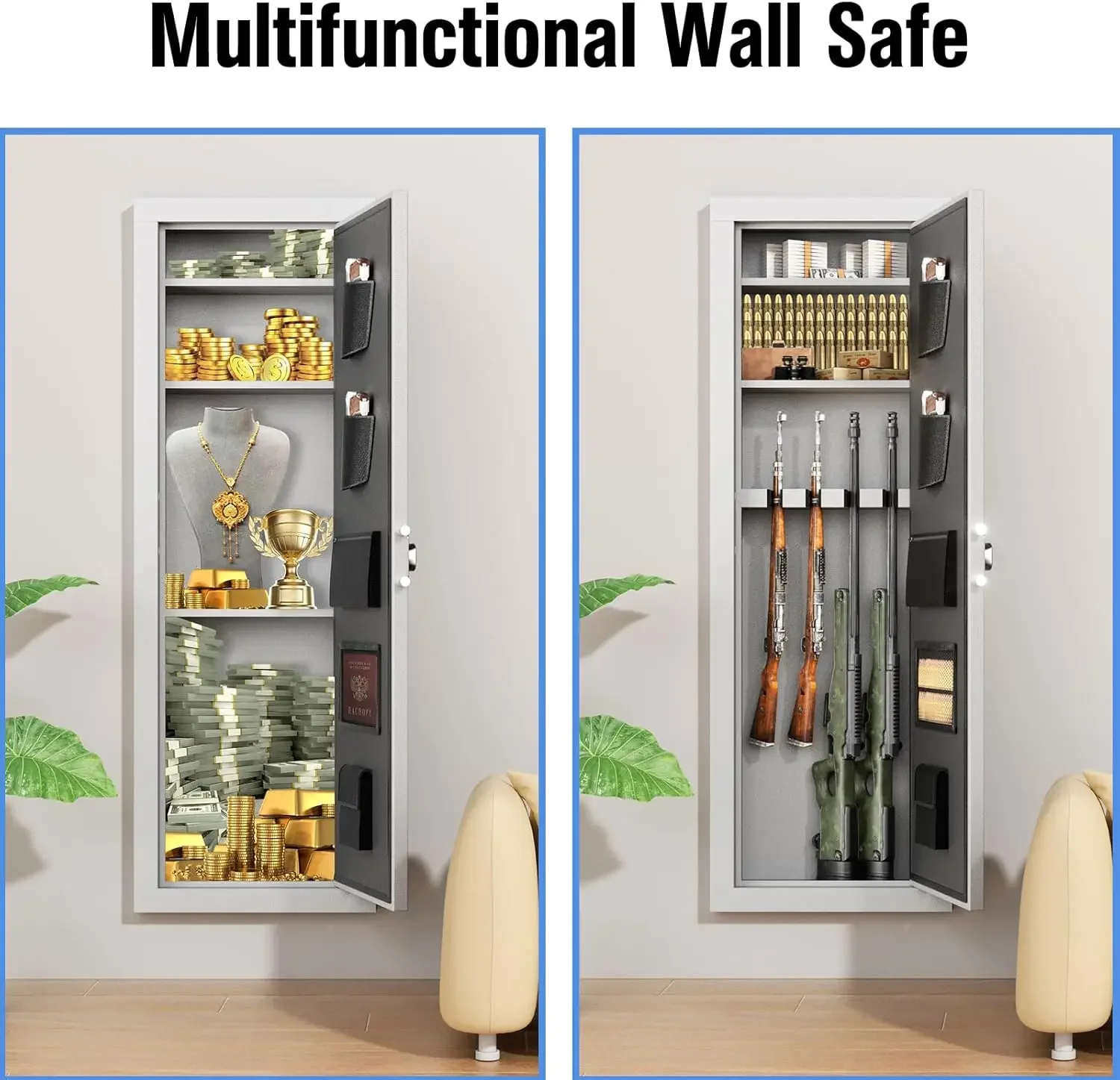 53" Wall Gun Safe Between Studs, Rifle Gun Safe, Assembled Rifle Safe with 3 Removable Shelf
53" Wall Gun Safe Between Studs, Rifle Gun Safe, Assembled Rifle Safe with 3 Removable Shelf