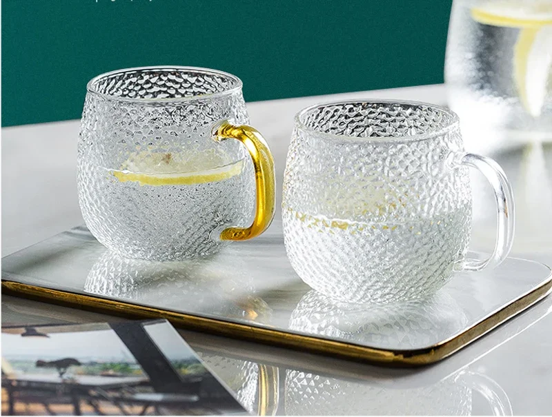 400ML, High-temperature Borosilicate Glass Reusable Coffee Mug, Rain-drop Embossed Glass Tasse Cafe Mug Cup, Present Creative
400ML, High-temperature Borosilicate Glass Reusable Coffee Mug, Rain-drop Embossed Glass Tasse Cafe Mug Cup, Present Creative