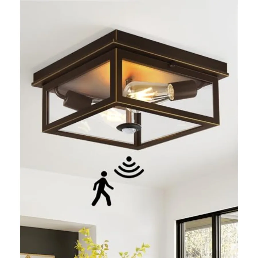 Motion Sensor Outdoor Ceiling Light with Remote, 12.2 Inch Oil Rubbed Bronze Flush Mount Porch Light Fixture with United Glass
Motion Sensor Outdoor Ceiling Light with Remote, 12.2 Inch Oil Rubbed Bronze Flush Mount Porch Light Fixture with United Glass