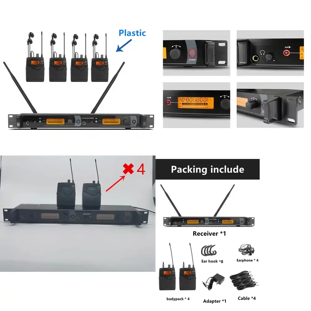 572-603mhz 2050EX Double Transmitter 4 Receiver Stage Performance Wireless Best in Ear Monitors for Drummers Singers
572-603mhz 2050EX Double Transmitter 4 Receiver Stage Performance Wireless Best in Ear Monitors for Drummers Singers