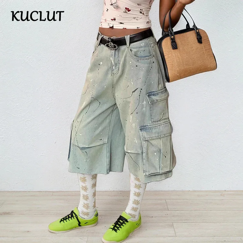 KUCLUT Fashion Back Printed Denim Shorts For Women High Waist Loose Worn Straight Leg Wide Short Pants Female Trendy 1A105
KUCLUT Fashion Back Printed Denim Shorts For Women High Waist Loose Worn Straight Leg Wide Short Pants Female Trendy 1A105
