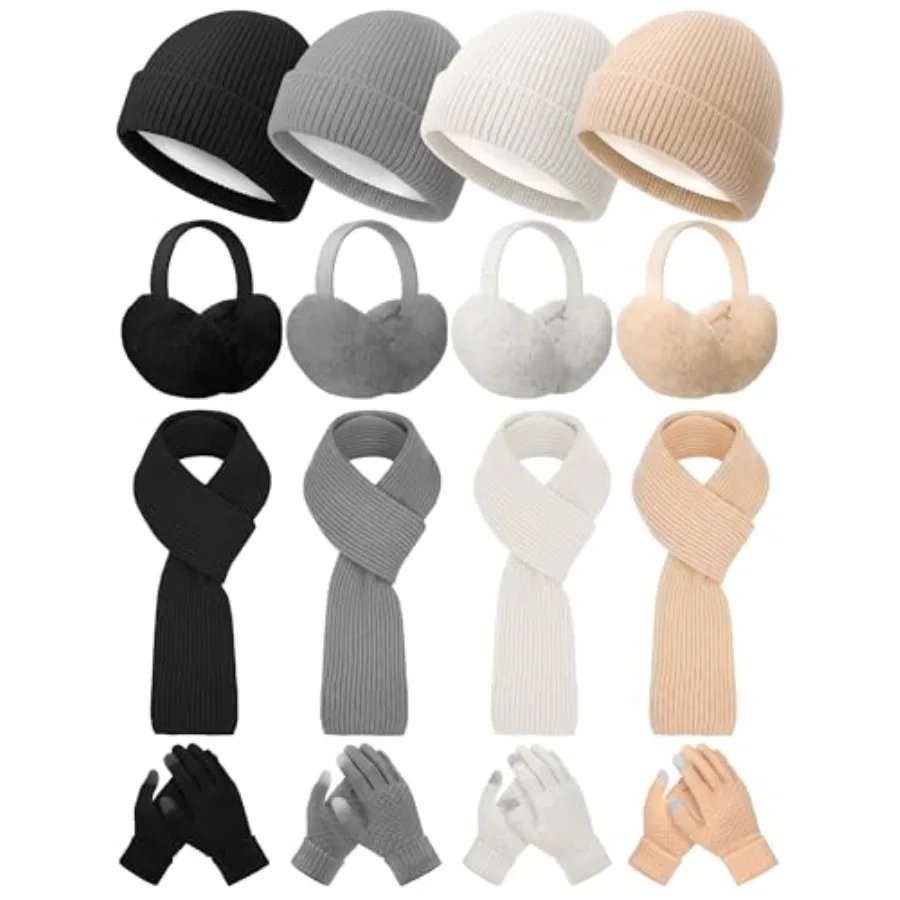 Shihanee 16 Pcs 4 Sets Winter Hat Scarf Gloves Earmuffs Set for Women Gifts Winter for Family Friends Charity
Shihanee 16 Pcs 4 Sets Winter Hat Scarf Gloves Earmuffs Set for Women Gifts Winter for Family Friends Charity