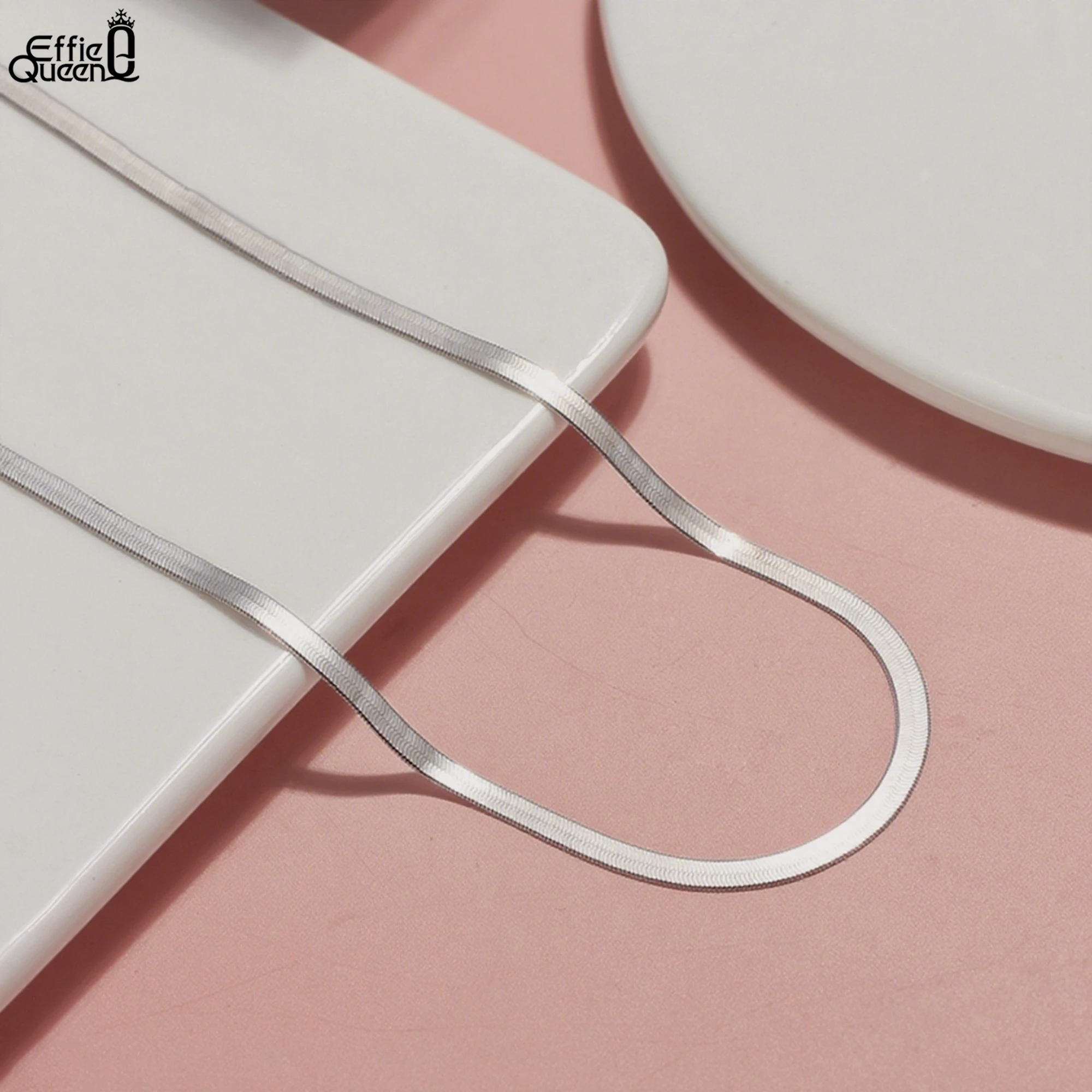 Effie Queen 925 Sterling Silver 3mm 4.5mm Flat Herringbone Snake Chain Necklaces 40-60cm Unisex Snake Chain Daily Jewelry SC35
Effie Queen 925 Sterling Silver 3mm 4.5mm Flat Herringbone Snake Chain Necklaces 40-60cm Unisex Snake Chain Daily Jewelry SC35