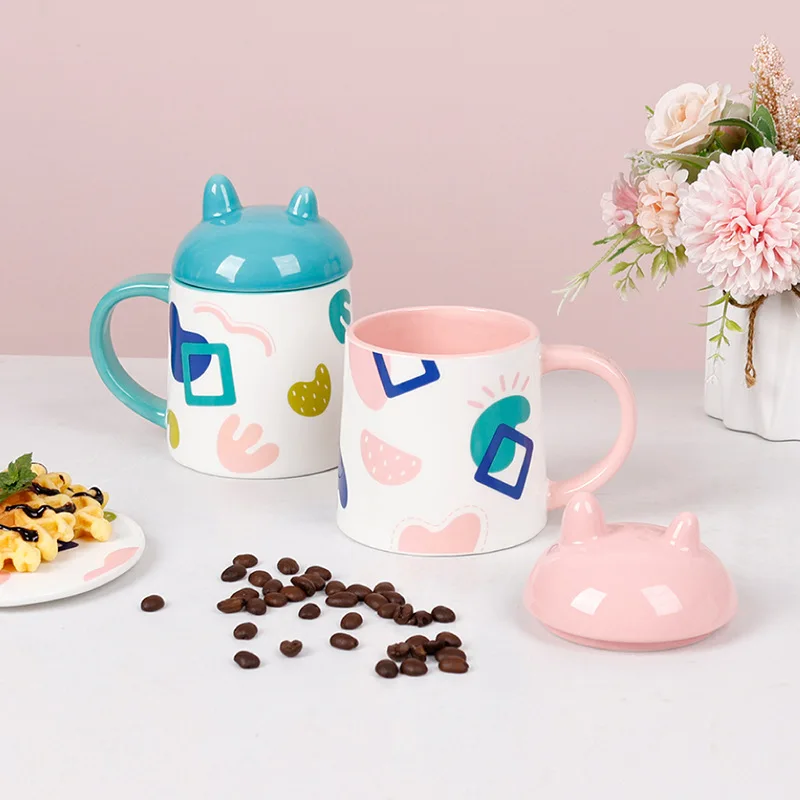 Креативная керамическая кружка с кроличьими ушками, милая кофейная чашка, подарок, большая емкость, офисная чайная чашка