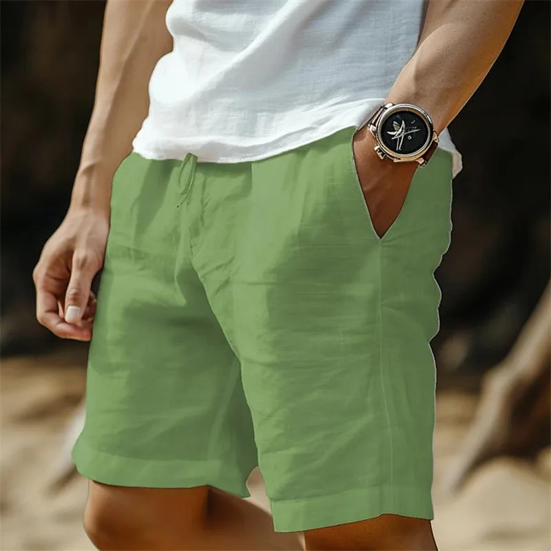 Linen Shorts Pants Drawstring Elastic Waist Straight Legs Solid Color Breathable Daily Beach Five-point Casual Pants
Linen Shorts Pants Drawstring Elastic Waist Straight Legs Solid Color Breathable Daily Beach Five-point Casual Pants
