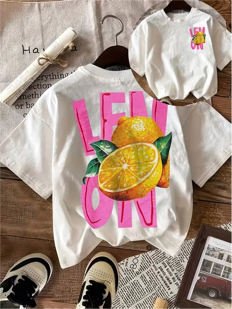 Vibrant Lemon Citrus & Letter Print Women’s T-Shirt , Front & Back Design, Casual Crew Neck Short Sleeve,Preppy Fruit Summer Tee
Vibrant Lemon Citrus & Letter Print Women’s T-Shirt , Front & Back Design, Casual Crew Neck Short Sleeve,Preppy Fruit Summer Tee