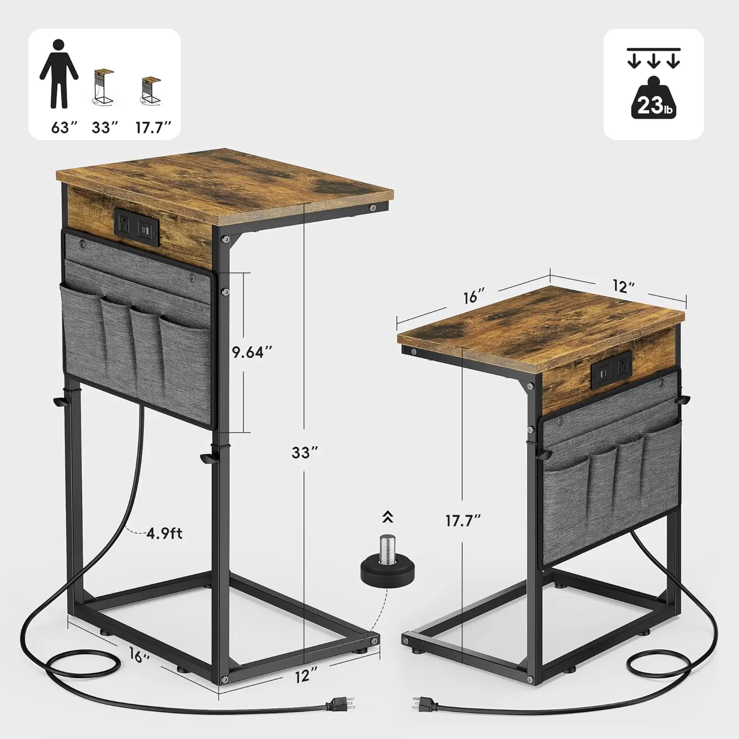 Vagusicc C Shaped End Table With Charging Station, 33"" Tall Side Table For Couch, Sofa Table Adjustable Height Small Couch
Vagusicc C Shaped End Table With Charging Station, 33"" Tall Side Table For Couch, Sofa Table Adjustable Height Small Couch