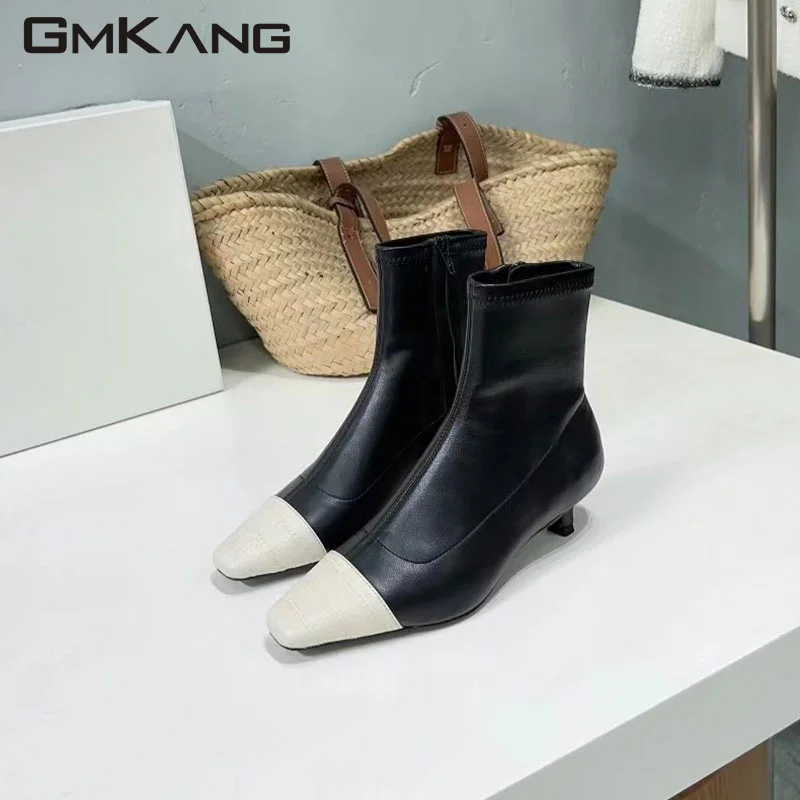 Black Square Heels Ankle Boots Women Pointed Toe Genuine Leather Chelsea Boots Woman Runway Shoes Fashion Short Boots Woman
Black Square Heels Ankle Boots Women Pointed Toe Genuine Leather Chelsea Boots Woman Runway Shoes Fashion Short Boots Woman