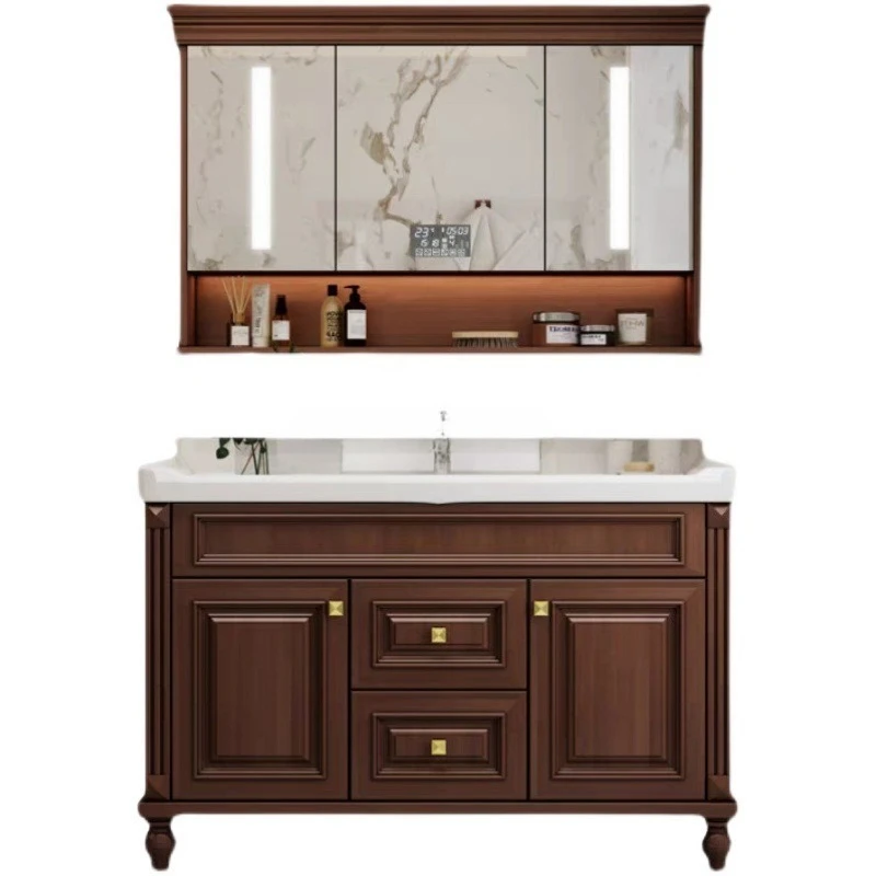 Integrated ceramic basin American bathroom cabinet New Chinese solid wood bathroom cabinet Rock slab integrated
Integrated ceramic basin American bathroom cabinet New Chinese solid wood bathroom cabinet Rock slab integrated