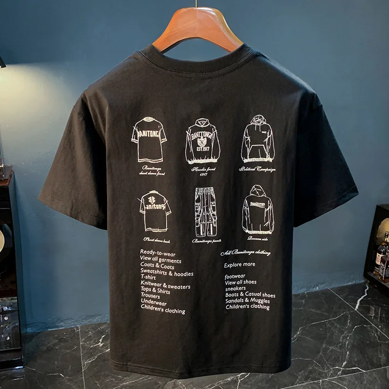 Summer casual T-shirt for men with creative printing, loose and thin, breathable Korean style trendy clothing, short sleeved top
Summer casual T-shirt for men with creative printing, loose and thin, breathable Korean style trendy clothing, short sleeved top
