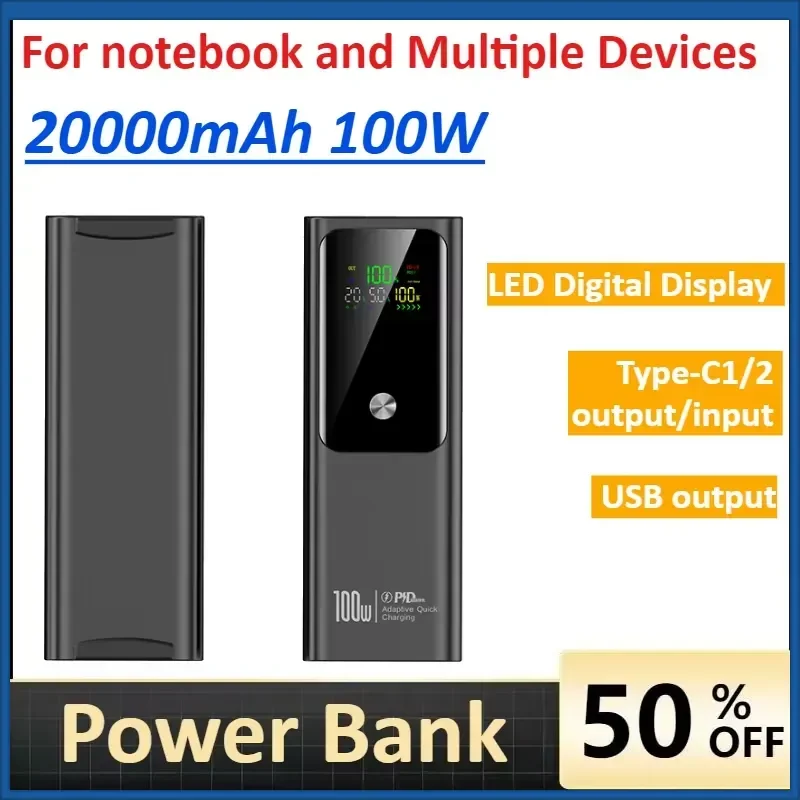 100W Fast Charging Portable Power Bank 20000mAh USB Output Digital Display Can Be Usednotebook and Multiple Devices
100W Fast Charging Portable Power Bank 20000mAh USB Output Digital Display Can Be Usednotebook and Multiple Devices