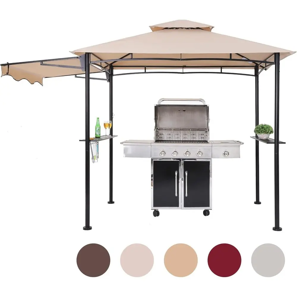 Double-Tiered Weather-Resistant Grill Gazebo with Awning, LED Lights, and Metal Shelves - Beige
Double-Tiered Weather-Resistant Grill Gazebo with Awning, LED Lights, and Metal Shelves - Beige