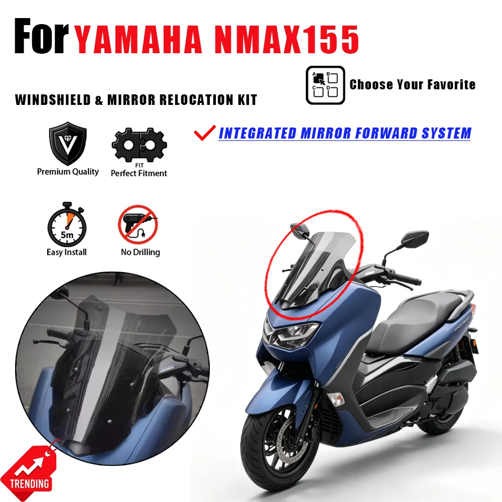For Yamaha NMAX155 Heightened Windshield Mirror Relocation Kit Forward Mount Bracket Accesorios Moto Parabrisas Cupula NMAX 155
For Yamaha NMAX155 Heightened Windshield Mirror Relocation Kit Forward Mount Bracket Accesorios Moto Parabrisas Cupula NMAX 155