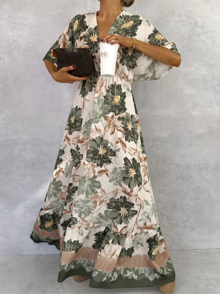 Fashion Vintage Dress For Women Casual Print V Neck High Waist Loose Dresses Lady Elegant Holiday Womens Clothing Robe Femme New
Fashion Vintage Dress For Women Casual Print V Neck High Waist Loose Dresses Lady Elegant Holiday Womens Clothing Robe Femme New