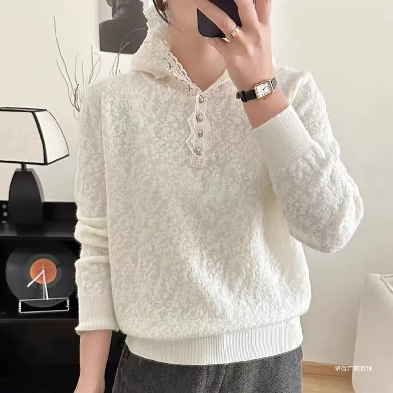 Hooded Sweater Women's Lace Bottoming Long Sleeve New Fashion 2026 Loose Long Sleeve Casual All-match Knitwear Female Top
Hooded Sweater Women's Lace Bottoming Long Sleeve New Fashion 2026 Loose Long Sleeve Casual All-match Knitwear Female Top