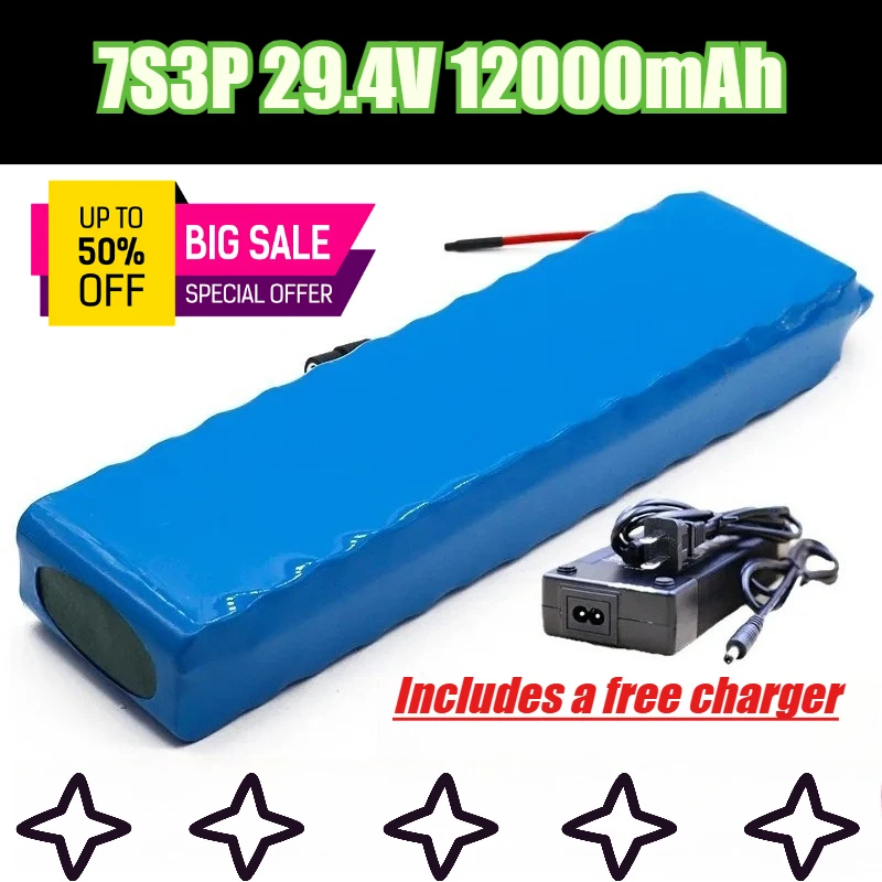 7S3P 29.4V 12000mAh 18650 Lithium Battery Pack for Electric Bicycle,Charger with BMS Protection
7S3P 29.4V 12000mAh 18650 Lithium Battery Pack for Electric Bicycle,Charger with BMS Protection