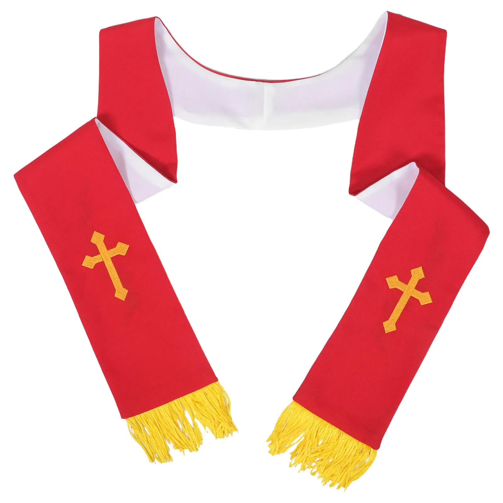 Pastor Clergy Wedding Shawl Reversible Embroidered Stole with Cross Motif Tassel Decorated Soft Comfortable Fabric for Church
Pastor Clergy Wedding Shawl Reversible Embroidered Stole with Cross Motif Tassel Decorated Soft Comfortable Fabric for Church