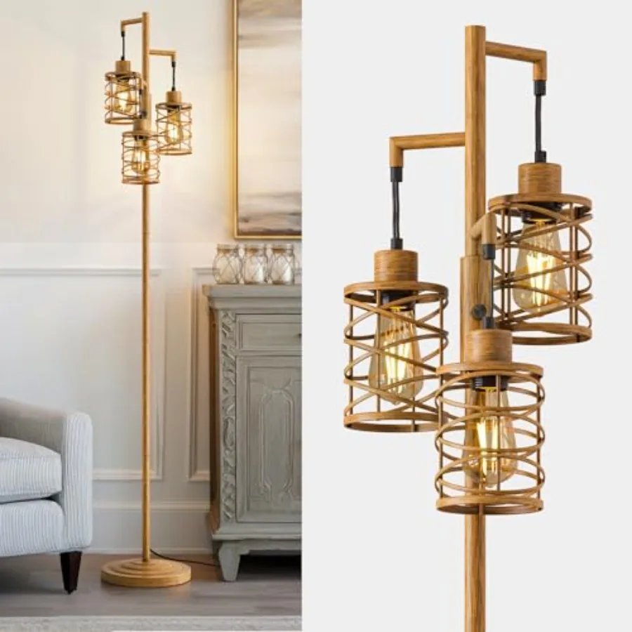 70" Farmhouse Dimmable Floor Lamp, Light Industrial Metal Cage Standing Lamp with 3 LED Bulbs, Stepless Dimming Tall Tree Lamp
70" Farmhouse Dimmable Floor Lamp, Light Industrial Metal Cage Standing Lamp with 3 LED Bulbs, Stepless Dimming Tall Tree Lamp